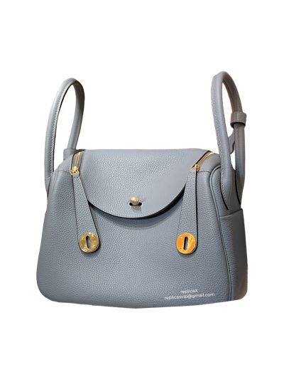 Hermes Lindy Crossbody Bag Sky Blue Leather 30CM 522464