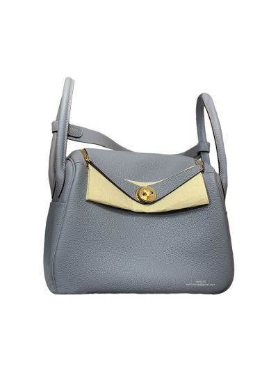 Hermes Lindy Crossbody Bag Sky Blue Leather 30CM 523620