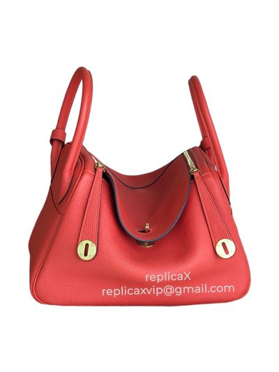 Hermes Lindy Hand Stitched Togo Leather Bag 521721