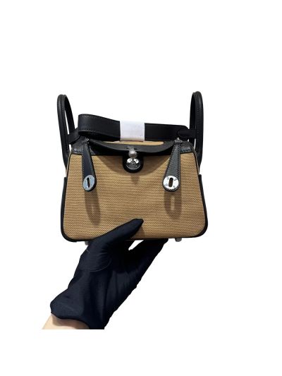 Hermes Lindy II Mini Toile Canvas and Leather Shoulder Bag 525127