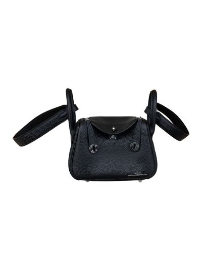 Hermes Lindy Mini Black Clemence Leather Bag 523508