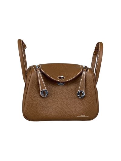 Hermes Lindy Mini Brown Clemence Leather Bag 523509