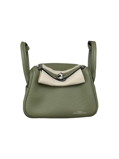 Hermes Lindy Mini Clemence Leather Bag Green 523504