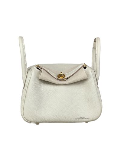Hermes Lindy Mini Clemence Leather Bag White 523505