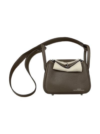 Hermes Lindy Mini Gray Clemence Leather Bag 523503