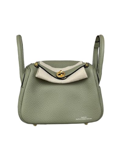 Hermes Lindy Mini Green Clemence Leather Bag 523497