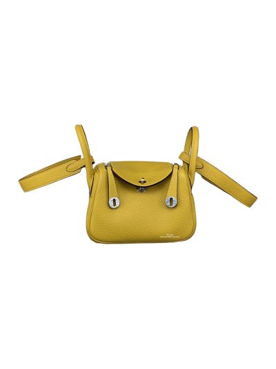 Hermes Lindy Mini Yellow Clemence Leather Bag 523494