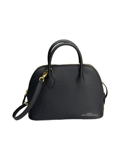 Hermes Medium Bolide 25 Bowling Black Leather Bag 25x29x10CM 523442