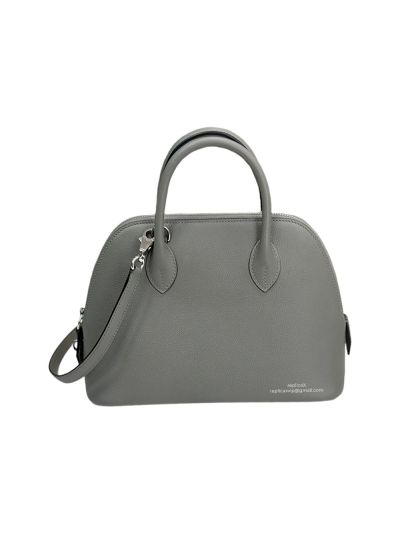 Hermes Medium Bolide 25 Bowling Gray Leather Bag 25x29x10CM 523443