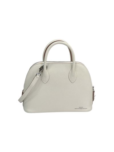 Hermes Medium Bolide 25 Bowling White Leather Bag 25x29x10CM 523489