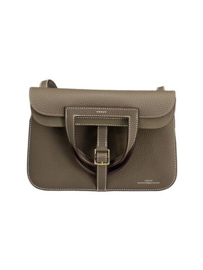 Hermes Medium Halzan Gray Leather Tote Shoulder Bag 25x17x8CM 523482