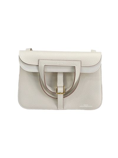Hermes Medium Halzan White Leather Tote Shoulder Bag 25x17x8CM 523478
