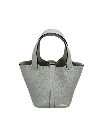 Hermes Micro Picotin Lock 14 Leather Bucket Bag Grey 14x12x10CM 523472