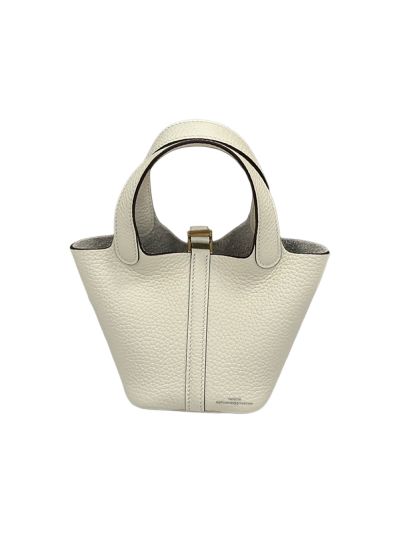 Hermes Micro Picotin Lock 14 Leather Bucket Bag Off White 14x12x10CM 523473