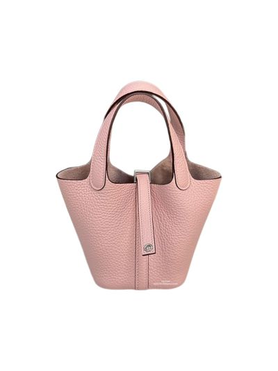 Hermes Micro Picotin Lock 14 Leather Bucket Bag Pink 14x12x10CM 523475