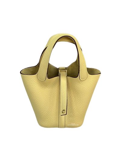 Hermes Micro Picotin Lock 14 Leather Bucket Bag Yellow 14x12x10CM 523476