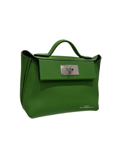Hermes Mini 2424 21 Top Handle Shoulder Bag Green Evercolor and Swift calfskin 21x16x11CM 523464