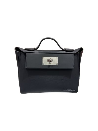 Hermes Mini 2424 21 Top Handle Shoulder Bag Navy Blue Evercolor and Swift calfskin 21x16x11CM 523452