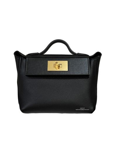 Hermes Mini 2424 Top Handle Evercolor Bag Black 21CM 523456