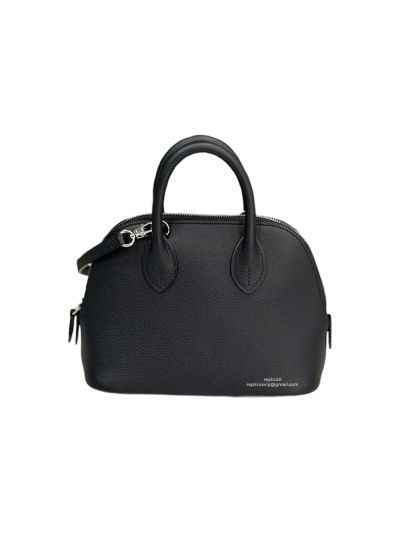 Hermes Mini Bolide 18 Bowling Black Leather Bag 18x14x7CM 523395