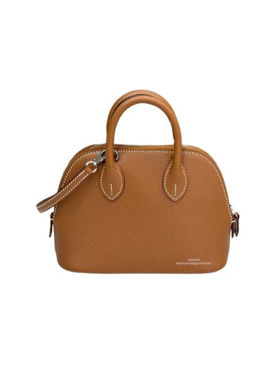 Hermes Mini Bolide 18 Bowling Brown Calf Leather Bag 18x14x7C 523394