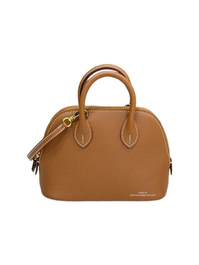 Hermes Mini Bolide 18 Bowling Brown Leather Bag 18x14x7CM 523393