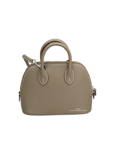 Hermes Mini Bolide 18 Bowling Gray Leather Bag 523310