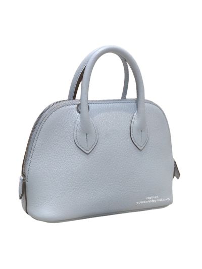 Hermes Mini Bolide 1923 2Way Shoulder Bag Sky Blue Leather Fully Hand Stitched 522488