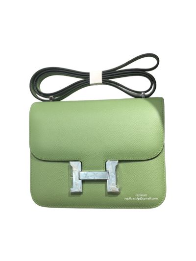 Hermes Mini Epsom Constance 24 Crossbody Hand Stitched Bag Green 19CM 522391