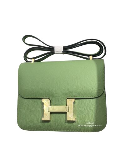 Hermes Mini Epsom Constance 24 Crossbody Hand Stitched Bag Green 19CM 522392