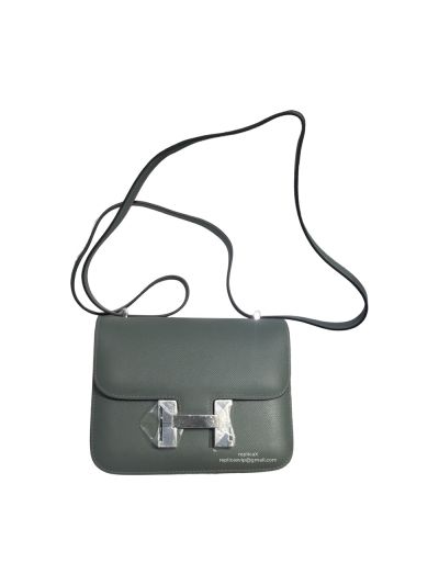 Hermes Mini Epsom Constance 24 Crossbody Hand Stitched Bag Grey 19CM 522397