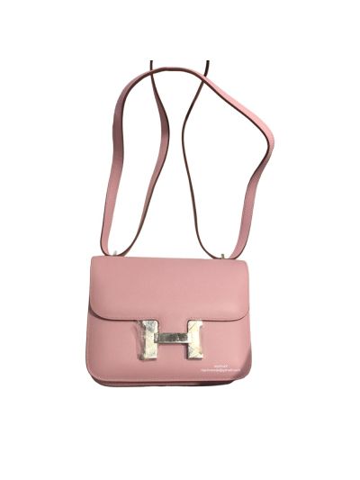 Hermes Mini Epsom Constance 24 Crossbody Hand Stitched Bag Pink 19CM 522396