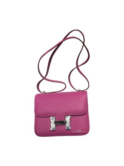 Hermes Mini Epsom Constance 24 Crossbody Hand Stitched Bag Purple 19CM 522390