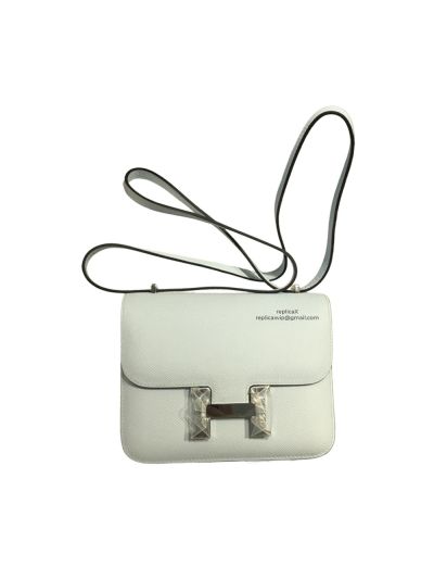 Hermes Mini Epsom Constance 24 Crossbody Hand Stitched Bag Sky Blue 19CM 522322