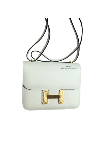 Hermes Mini Epsom Constance 24 Crossbody Hand Stitched Bag Sky Blue 19CM 522323