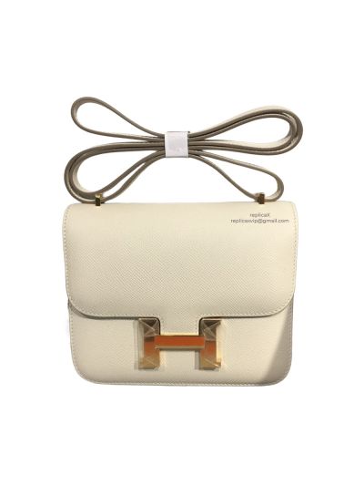 Hermes Mini Epsom Constance 24 Crossbody Hand Stitched Bag White 19CM 522388