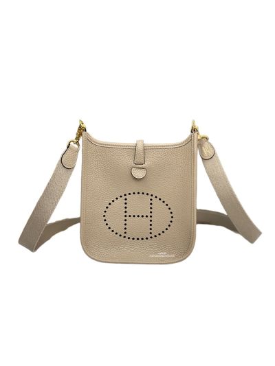 Hermes Mini Evelyne 16 Light Gray Calf Leather Crossbody Bag 16x18x5CM 523431