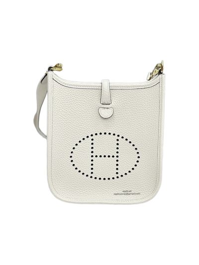 Hermes Mini Evelyne 16 White Calf Leather Crossbody Bag 16x18x5CM 523435