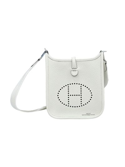 Hermes Mini Evelyne 16 White Leather Crossbody Bag 16x18x5CM 523432