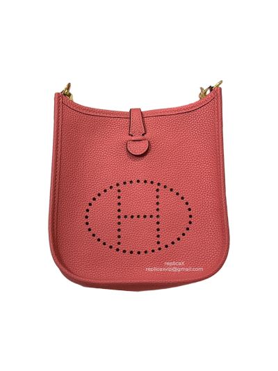 Hermes Mini Evelyne Shoulder Bag Grey Grained Calfskin 522205