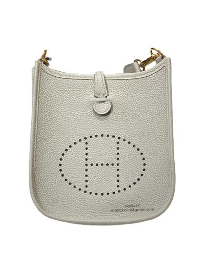 Hermes Mini Evelyne Shoulder Bag Grey Grained Calfskin 522206