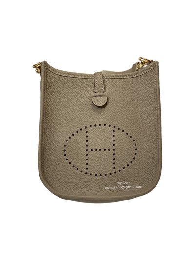 Hermes Mini Evelyne Shoulder Bag Grey Grained Calfskin 522203