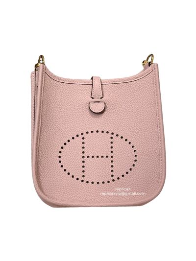 Hermes Mini Evelyne Shoulder Bag Grey Grained Calfskin 522202