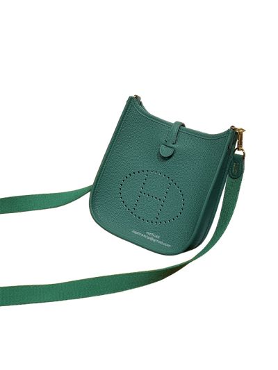 Hermes Mini Evelyne Shoulder Bag Grey Grained Calfskin 522215