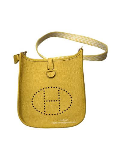 Hermes Mini Evelyne Shoulder Bag Grey Grained Calfskin 522201