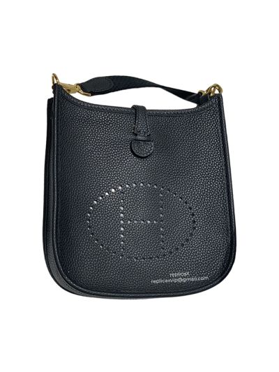 Hermes Mini Evelyne Shoulder Bag Grey Grained Calfskin 522210