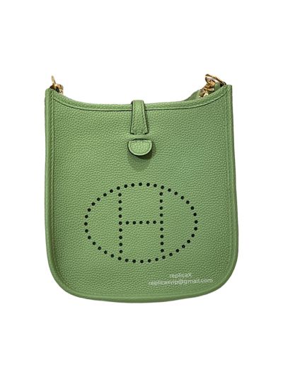 Hermes Mini Evelyne Shoulder Bag Grey Grained Calfskin 522204