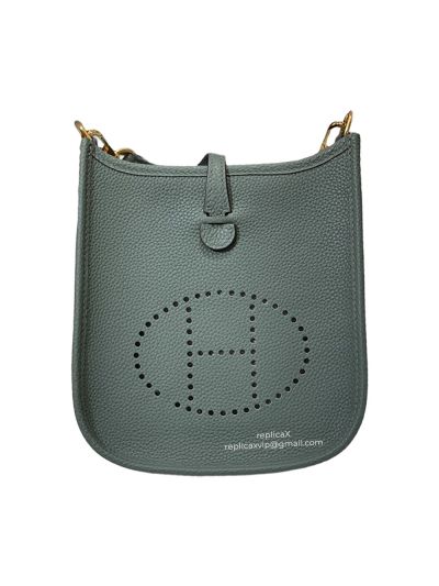 Hermes Mini Evelyne Shoulder Bag Grey Grained Calfskin 522212