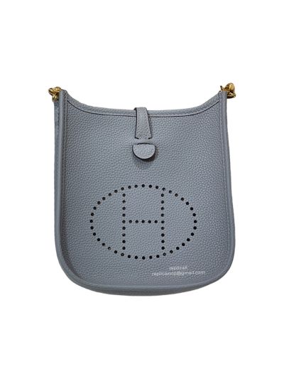 Hermes Mini Evelyne Shoulder Bag Grey Grained Calfskin 522200