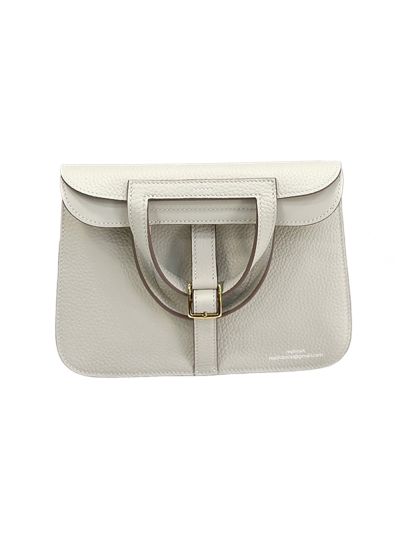 Hermes Mini Halzan White Leather Tote Shoulder Bag 523253